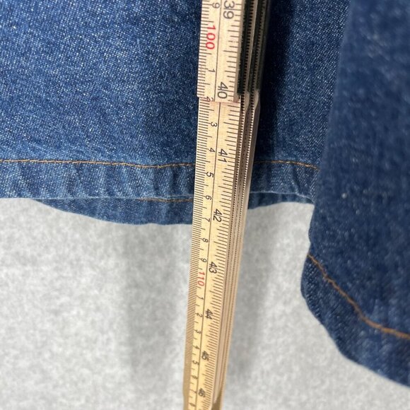 Ransom Vtg 70s Midi Denim Dress Size 6 Dark Blue Wash Snap Front Pockets Modest - Picture 11 of 14